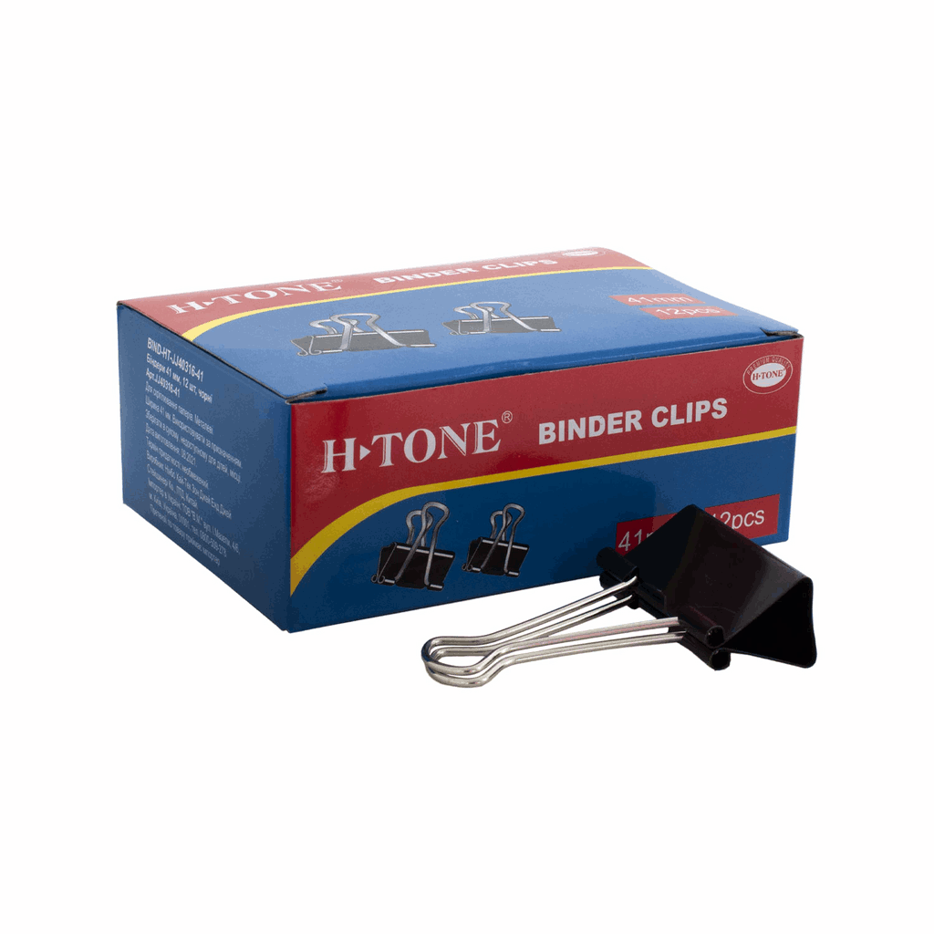 Біндери 41 мм, 12 шт ,чорні H-Tone (JJ40316-41)